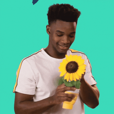 Young Man Holding Sunflower GIF