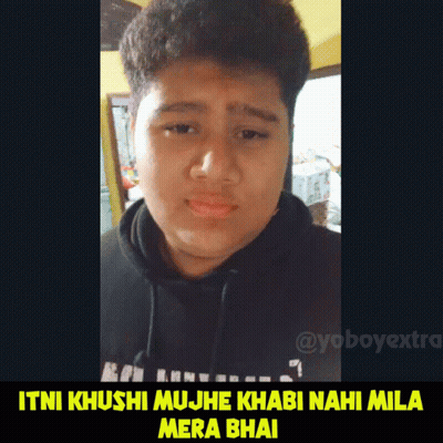 Young Man In Black Hoodie Itni Khushi Mujhe Khabi Nahi Mila Mera Bhai GIF