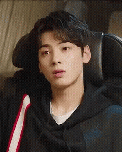 Young Man In Black Hoodie Sitting In Chair GIF