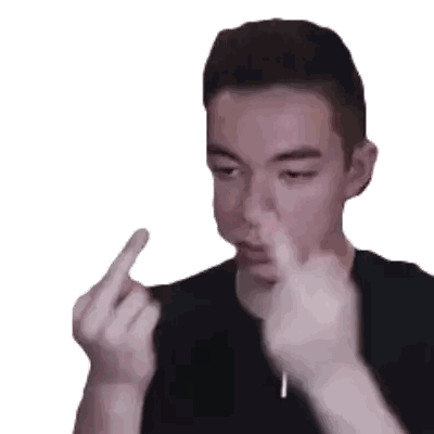 Young Man In Black Shirt Giving Middle Finger Sticker
