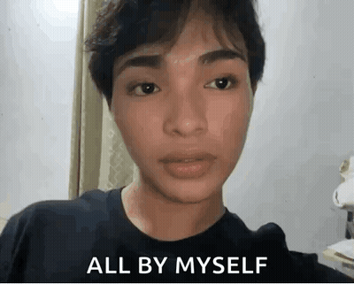 Young Man In Black Shirt Saying All By Myself GIF