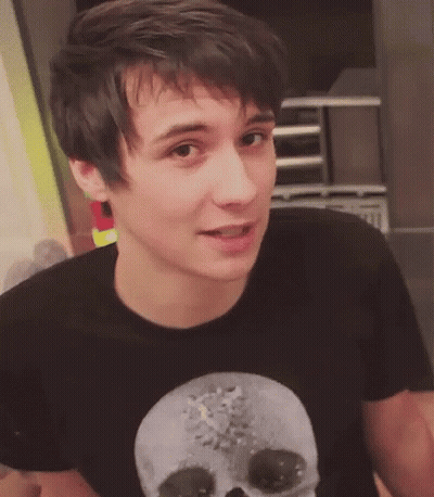 Young Man In Black Skull T-Shirt Making Funny Face GIF