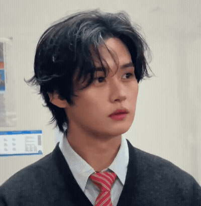 Young Man In Black Sweater And Red Tie GIF