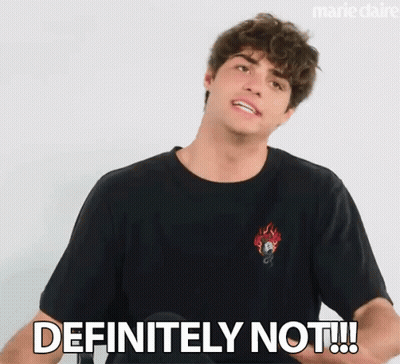 Young Man In Black T-Shirt Saying Definitely Not GIF