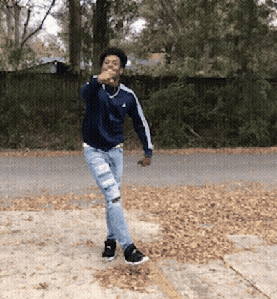 Young Man In Blue Adidas Jacket And Jeans GIF
