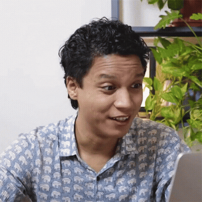 Young Man In Blue Elephant Shirt GIF