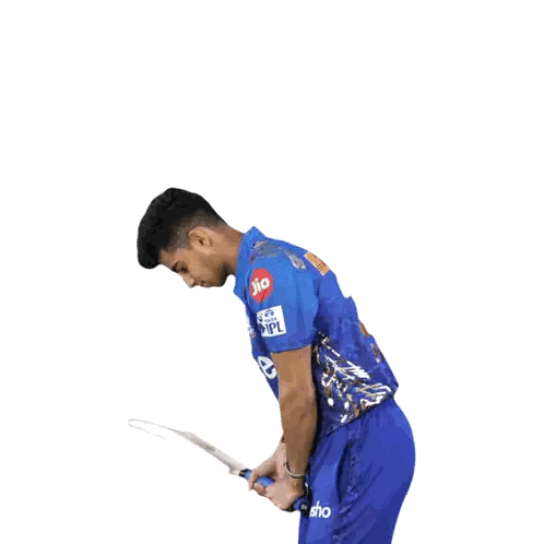 Young Man In Blue Jersey Holding Bat Sticker