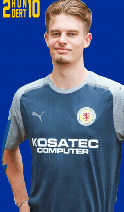 Young Man In Blue Shirt Kosatec Computer GIF