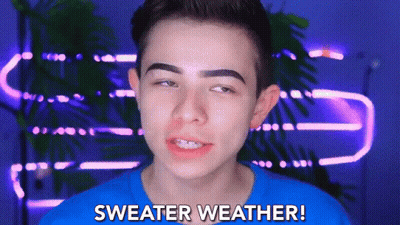 Young Man In Blue Shirt Says Sweater Weather GIF