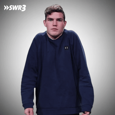 Young Man In Blue Under Armour Sweatshirt With SWR3 Logo GIF