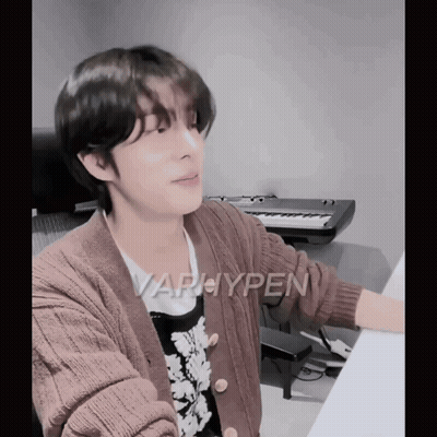 Young Man In Brown Sweater At Keyboard Saying Varhypen GIF