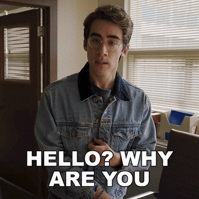 Young Man In Denim Jacket Saying Hello Why Are You GIF