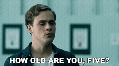 Young Man In Denim Shirt Saying How Old Are You Five GIF
