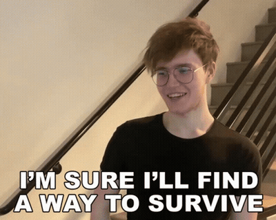 Young Man In Glasses Smiling Says I'll Find A Way To Survive GIF