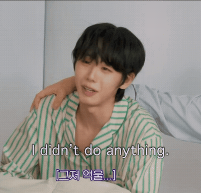 Young Man In Green And White Striped Shirt Says I Didnt Do Anything GIF
