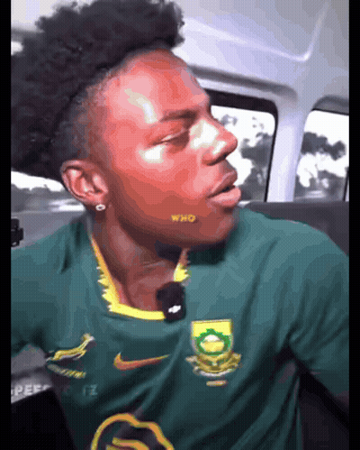 Young Man In Green Nike Shirt Saying Who GIF