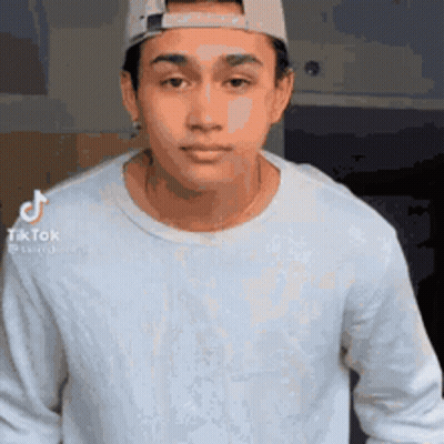 Young Man In Hat And White Sweater GIF