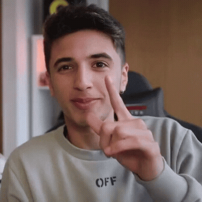 Young Man In Off Sweater Making Finger Gesture GIF