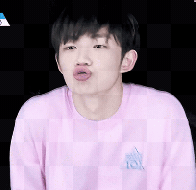 Young Man In Pink Shirt Saying Produce 101 Blowing Kiss GIF