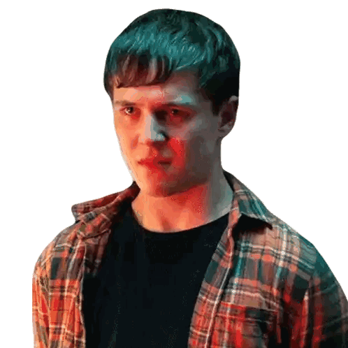 Young Man In Plaid Shirt Looking Sticker