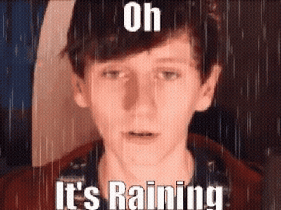 Young Man In Rain Saying Oh It's Raining GIF