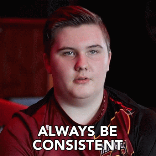 Young Man In Red And Black Shirt Says Always Be Consistent GIF