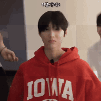 Young Man In Red Iowa Hoodie GIF