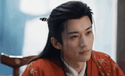 Young Man In Red Kimono With Hairpin GIF