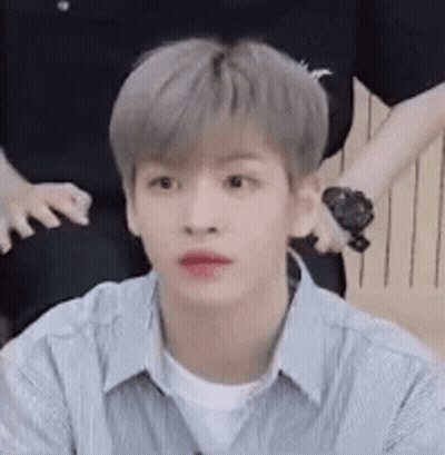 Young Man In Striped Shirt And White T-Shirt GIF