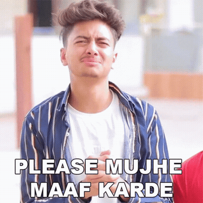 Young Man In Striped Shirt Making Face Saying Please Mujh Maaf Karde GIF