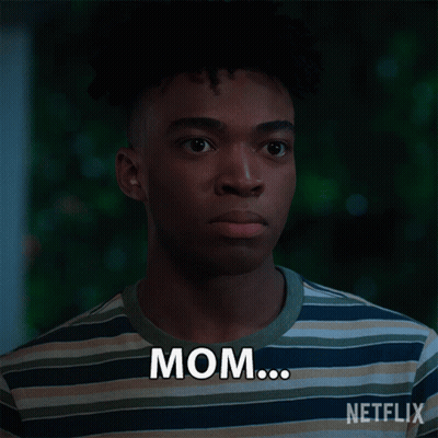 Young Man In Striped Shirt Says Mom GIF
