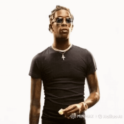 Young Man In Sunglasses And Black Shirt Holding Wand GIF