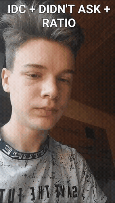Young Man In T-Shirt Saying Idc Didn't Ask Ratio GIF