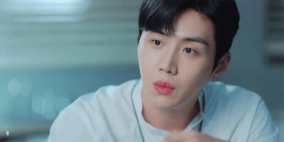 Young Man In White Shirt And Red Lipstick GIF