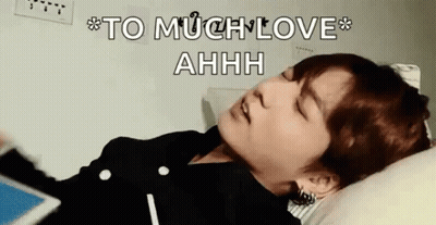 Young Man Laying On Bed With Tablet Saying Too Much Love Ahhh GIF