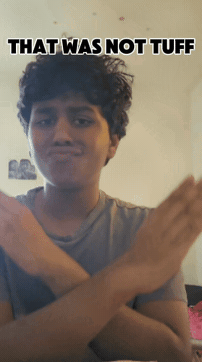 Young Man Making Funny Face That Was Not Tuff GIF