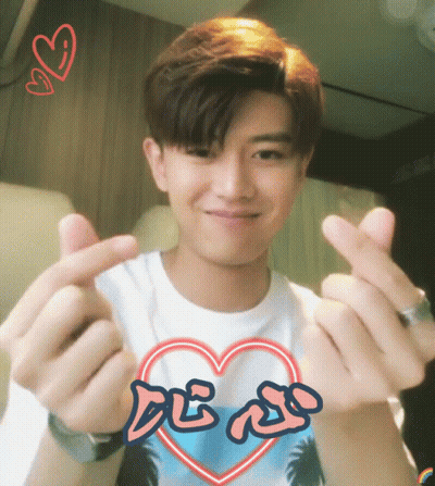 Young Man Making Heart Shape With I Love You Sticker GIF