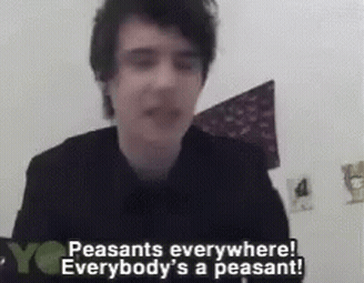 Young Man On Video Call Says Peasants Everywhere GIF