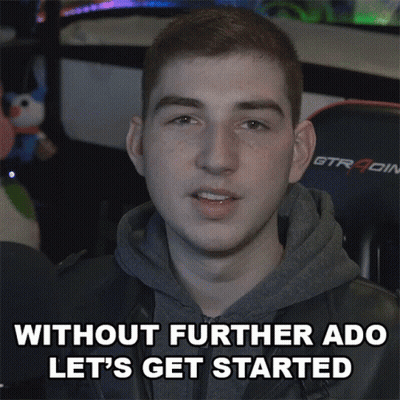 Young Man Saying Without Further Ado Let's Get Started In Front Of GTRacing Chair GIF