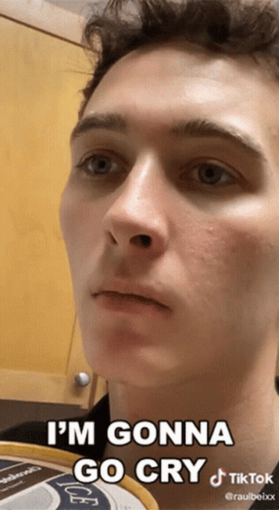 Young Man Says I'm Gonna Go Cry Holding Cheese GIF