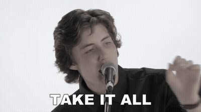 Young Man Singing Into Microphone Saying Take It All GIF