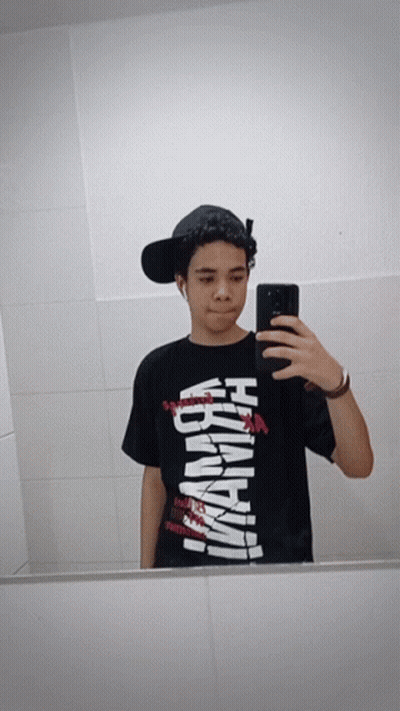 Young Man Taking Selfie In Anarchy T-Shirt GIF