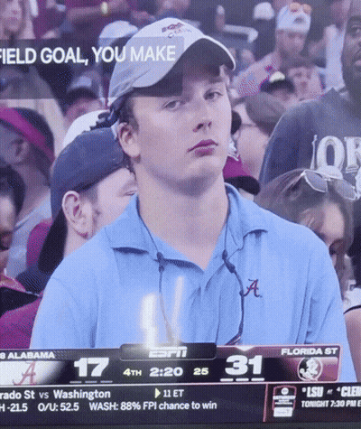 Young Man Watching Alabama Vs Florida State Football GIF