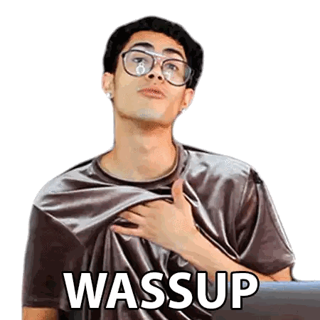 Young Man Wearing Glasses And Wassup T-Shirt Sticker
