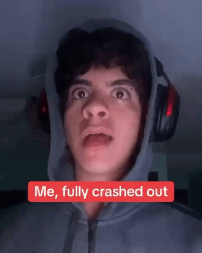 Young Man Wearing Headphones And Hoodie Me Fully Crashed Out GIF