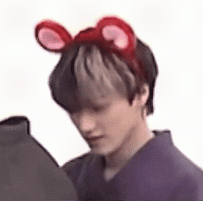 Young Man Wearing Mouse Ear Headband GIF