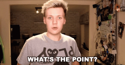 Young Man Wearing Shirt Saying What's The Point GIF