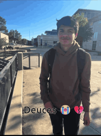 Young Man With Backpack Saying Deuces GIF