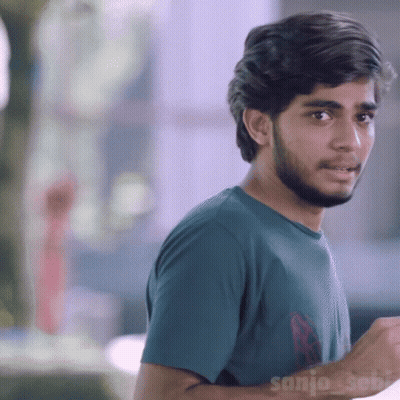 Young Man With Beard In Blue Sanjo Shirt GIF