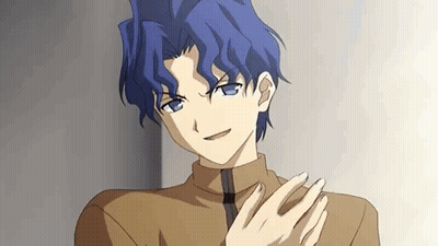 Young Man With Blue Hair And Folded Hands GIF